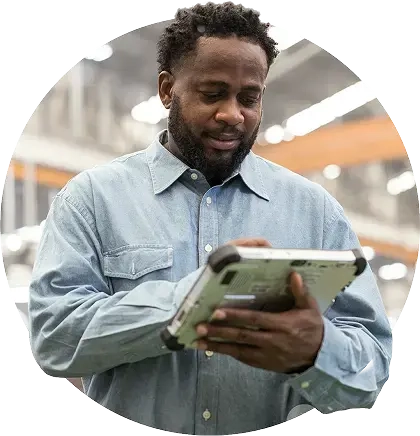 Guy using a tablet computer.