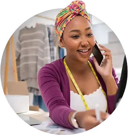 small business owner taking an order on her smartphone