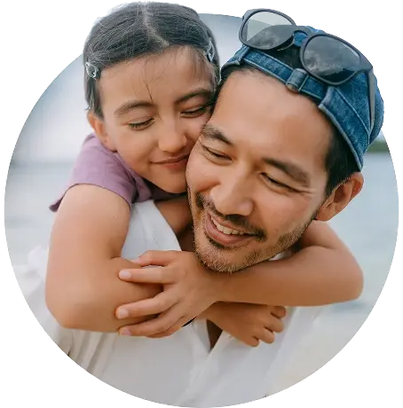 Happy father and child outdoors